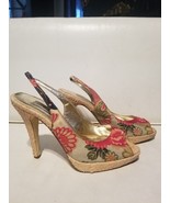 Steve Madden Tiki Platform Wicker Stiletto Heels Hawaiian Pinup VLV Sand... - $773.24 MXN