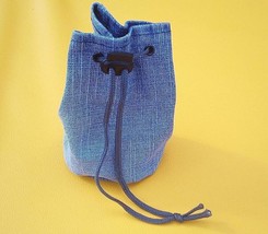 Denim Blue Pocket 13cm, Cloth Coin Pocket Money Keys Small Things, Handmade - £7.08 GBP