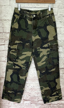 Shein Women&#39;s 8 Petite 27x28 Denim Straight Leg Pants Cargo Camo Camouflage - £30.38 GBP