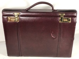 Mark Phillip Leather Briefcase Combo Lock ChrryBurgundy Upright Portfoli... - $148.49