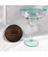 New Casamigos Tequila Stemmed Margarita Cocktail Glass &amp; Wooden Coaster - £23.44 GBP