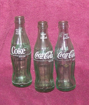 lot of {3} vintage glass bottles {cocoa-cola} - £13.95 GBP