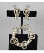 Vtg 1940&#39;s Art Deco Baguette Clear Crystal Rhinestone Brooch Clip On Ear... - $3,988.31 MXN