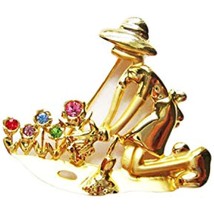 Danecraft Gold - Plated Flower Gardening Pin Brooch - £7.89 GBP