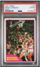 1981 Topps #109 Magic Johnson West HOF - PSA 6 - Iconic Rookie-Year Basketball - £35.19 GBP
