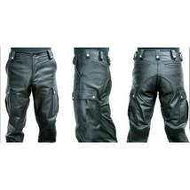MENS GENUINE LEATHER LEDER CARGO POCKETS JEANS PANTS TROUSERS 95 FN BLUF... - £92.84 GBP