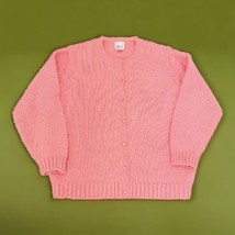Leon Levin Cardigan Sweater Women XL Hand Loomed Lavender Pink Buttons Vtg - £17.73 GBP