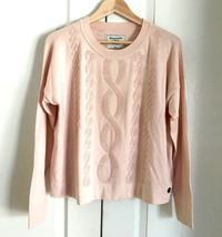 New Abercrombie &amp; Fitch Women Pastel Pink Cable Drop Shoulder Crop Sweater L - £27.65 GBP