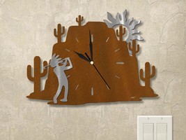 15in W Southwest Theme Desert Mountain Wall Clock - Kokopelli Golfer - $104.00