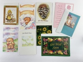 Get Well Greeting Card Assortment Floral Cat Bear Raccoon Duck 11 Cards and Env - £9.37 GBP