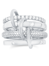 Authentic CRISLU Q-link Platinum-Plated Stackable Ring, size 6 - £121.97 GBP
