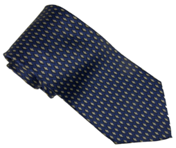 Roundtree &amp; Yorke Men&#39;s Tie 100% Silk Made in USA Handsome Necktie Blue &amp; Gold - £7.78 GBP