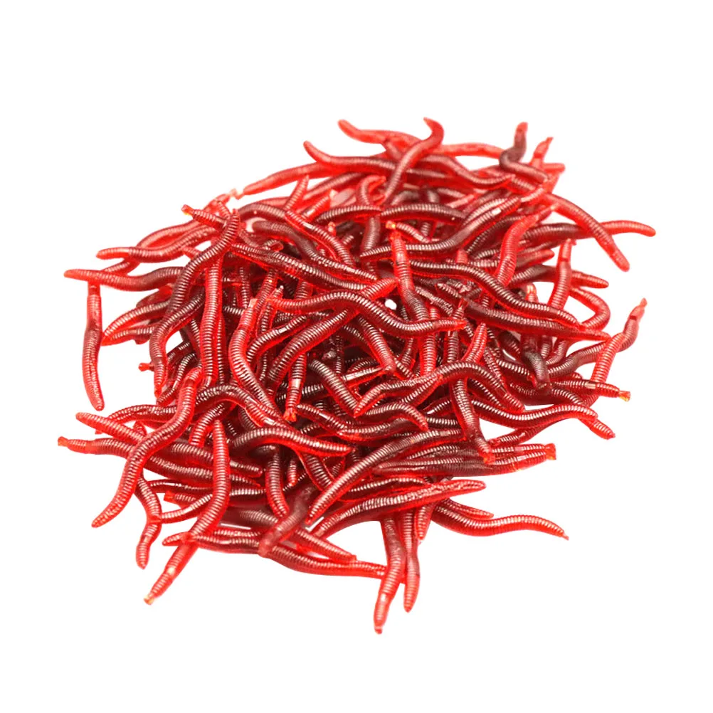 100pcs 4cm Simulation Earthworm Artificial Red Fishing Worms Fishing Lures - £7.24 GBP