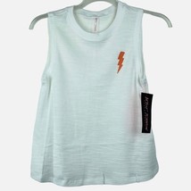 Betsey Johnson NEW WITH TAGS White Tank Top Size Small Orange Lightening Bolt - £17.13 GBP