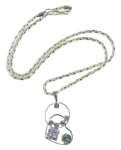 15&quot; Necklace Heart Circle Pendant Silver Chain Made with Swarovski Rhinestones - £11.40 GBP
