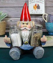 Salty Rude Mr Gnome Flipping The Bird Bugger Off Salt And Pepper Shakers... - $478.03 MXN
