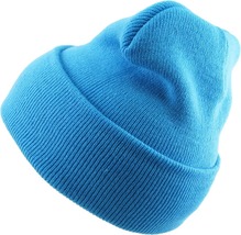 Thick Beanie Skull Cap Winter Cuffed Ski Knit Hat Color Aqua - $20.52 CAD