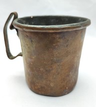 Antique 19C Heavy Handmade Judaica Copper Vessel for Netilat Yadayim, H 11 cm - £113.98 GBP