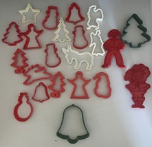 Vintage Christmas Theme Set 22 Plastic Cookie Cutters Sugar Holiday Santa Angel - £27.96 GBP