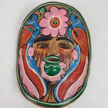 Vintage 1990s Ceramic Clay Hand Painted Mask Mexico Folk ART 8x6.5 Inch - $31.79