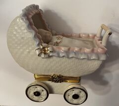 Lenox Treasures Darling Dreamer Treasure Box Baby Carriage W/ Charm - $19.66