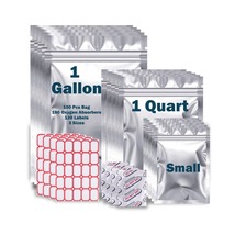 100 Mylar Bags for Food Storage With Oxygen Absorbers 300cc- 1Gallon - £23.58 GBP