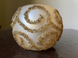 Purchased At Pier 1 Imports Beaded Glass Tea-light Candle Holder Gold Ship Free - £23.97 GBP