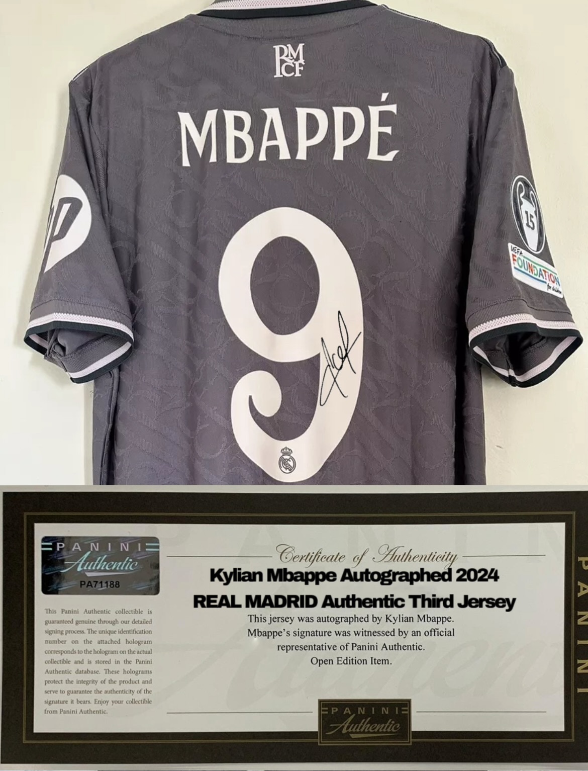REAL MADRID 2024/25 THIRD JERSEY WITH SIGNED MBAPPE (COA) // FREE SHIPPING
