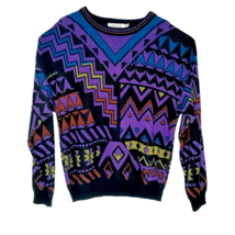 Trend Basics Mens XLT Sweater Geometric Vintage Purple Colorful Acrylic Pullover - £26.09 GBP