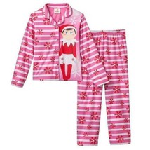 Girls Pajamas Christmas Elf On The Shelf Red Striped Shirt &amp; Pants 2 Pc-sz 4 - £11.90 GBP