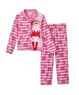 Girls Pajamas Christmas Elf On The Shelf Red Striped Shirt &amp; Pants 2 Pc-... - £11.80 GBP