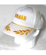 White HAWAII Trucker Baseball Cap Scrambled Eggs Gold Logo Mesh Snap Back Vtg - $18.99