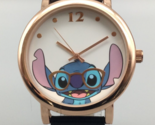 Disney Lilo &amp; Stitch Watch Women Rose Gold Tone Black Band 38mm New Battery - $34.64