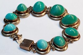 BIG CABochons Untreated Turquoise Victorian 14k Or Higher gold bracelet - £4,634.93 GBP