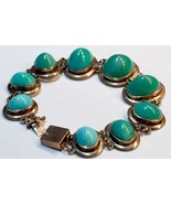 BIG CABochons Untreated Turquoise Victorian 14k Or Higher gold bracelet - £4,615.97 GBP