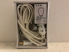 IKEA STRALA Cord Set with E12 Bulb, 157" cord, White, 503.715.12, NEW - $29.69
