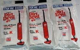9 Vintage NIP 1994 (3-Packs) Genuine Dirt Devil Stick Vac K Vacuum BAGS - $9.89