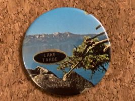 Vintage Lake Tahoe Souvenir Scene Pinback Pin 2.25&quot; - £4.05 GBP