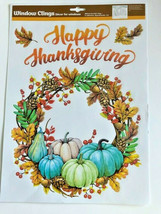 Happy Thanksgiving Day Window Clings Wreath Pumpkins Fall Autumn Harvest Leafs - £8.73 GBP
