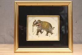 Rajasthani Framed Art Hand Painted Jeweled Camel Bone Indian Wedding ELE... - $86.02