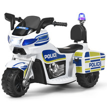 6V Kids Ride On Police Motorcycle Trike 3-Wheel W/ Flashing Siren &amp; Head... - £160.60 GBP