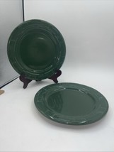 Longaberger Woven Traditions Pottery Green 10&quot; Dinner Plate Set Of 2 - $27.72