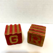 Antique Vintage 1940s Replacement Wooden Ribbed Toy Blocks HG and IR Lot 2 - £6.78 GBP