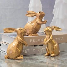 Resin Vintage Gold Bunny Decor Rabbit Figurines, Small Easter Bunny Figurines - $19.79