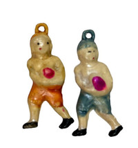  Cracker Jack Prize Football Players Charm Puffy  Lot of 2 Celluloid - £13.13 GBP