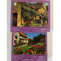Scenic 1000 pc Puzzles Home & Flower Garden Germany + Cotswold Cottage England - $19.00