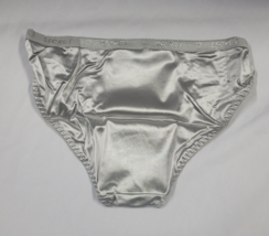 Emily Johnson Secret Second Skin Liquid Satin Shiny Panties Silver Gray XL - $34.64