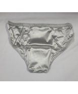Emily Johnson Secret Second Skin Liquid Satin Shiny Panties Silver Gray XL - £27.08 GBP