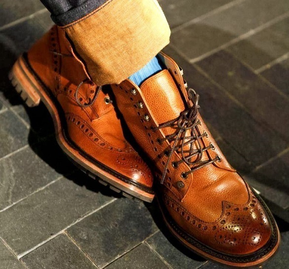 New Handmade tan wingtip boots, men dress style boots, brogue toe military boots