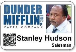 Stanley Hudson Dunder Mifflin THE OFFICE pin Fastener Name Badge Halloween Costu - £12.18 GBP